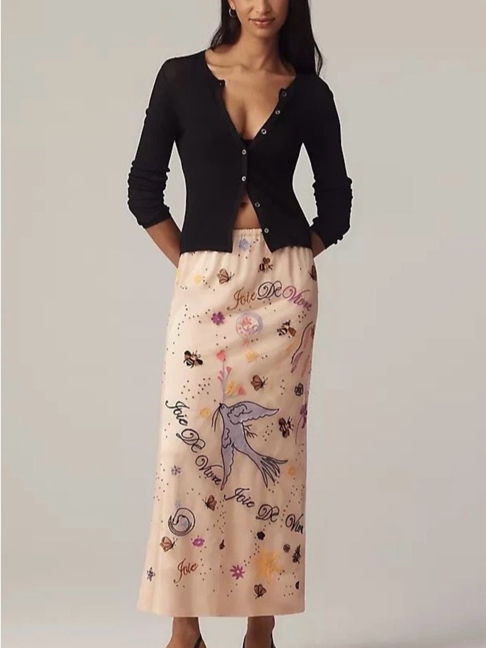 NWT!  Anthropologie Lace Embroidered Skirt Bird ~ M